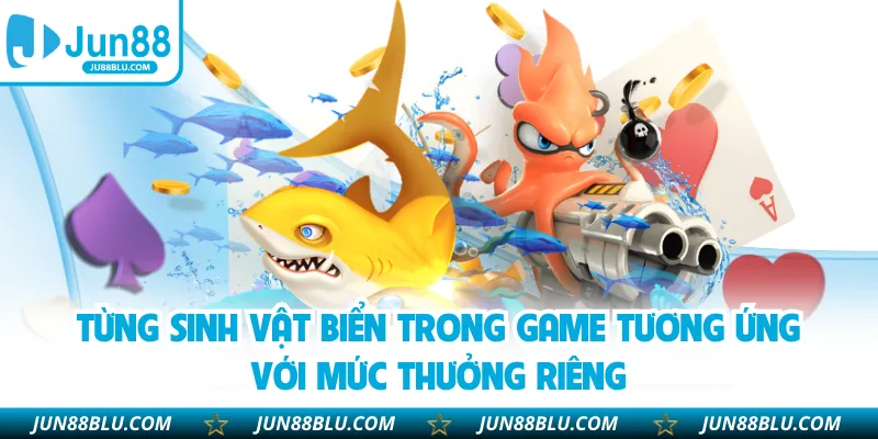 Từng sinh vật biển trong game tương ứng với mức thưởng riêng